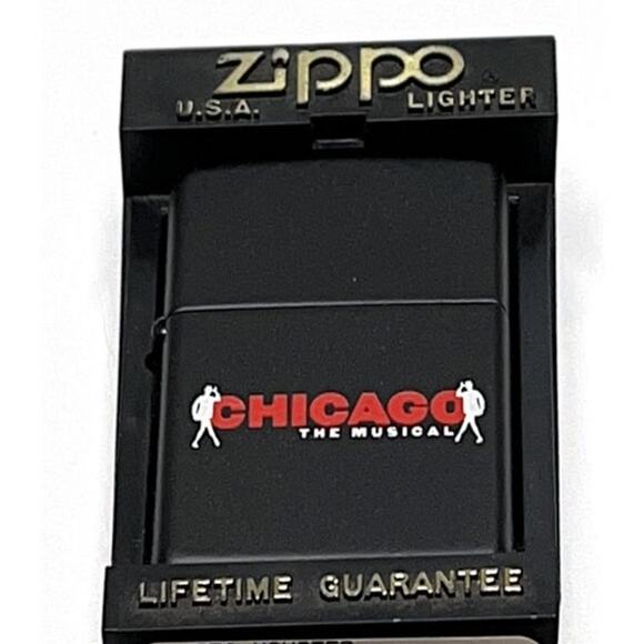 Vintage Zippo Lighter – Chicago The Musical – Black Matte – 1998 XIV Mint - Picture 1 of 10